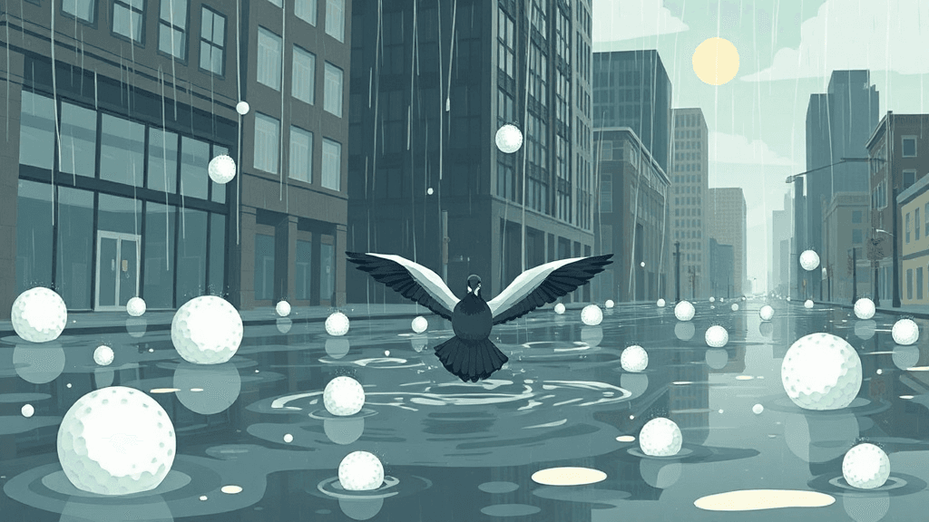 Header image for: PIGEONS BACKSTROKING AND HAIL THE SIZE OF GOLF BALLS! (Also, My Aunt Mildred Saw a Hat)
