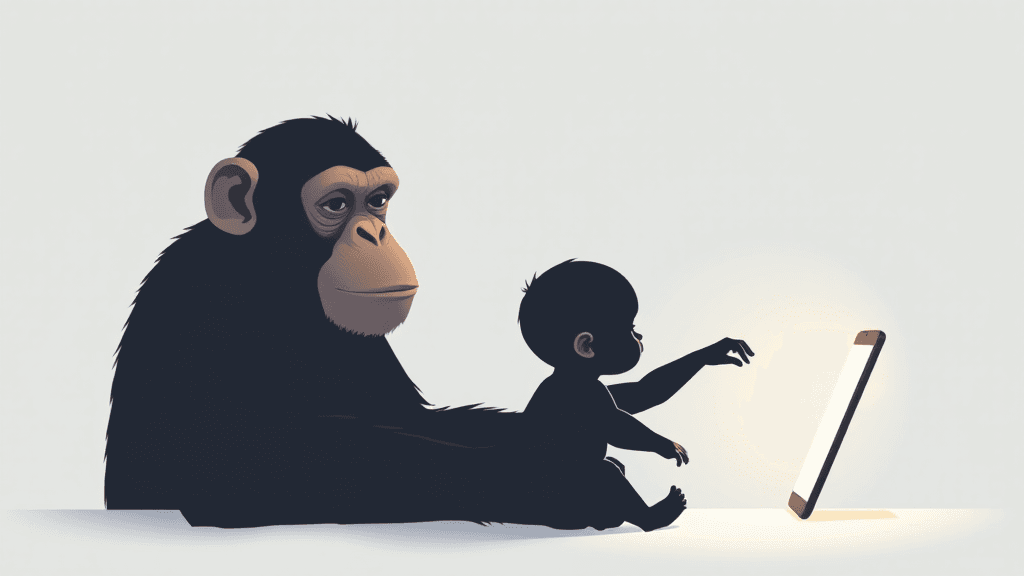 Header image for: HUMAN INFANTS NOT BUILT FOR SHINY RECTANGLES - Ape News Confirms!